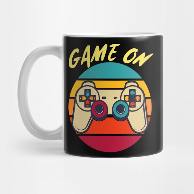 Game ON Vintage Retro Video Game Gaming Sunset by Grove Designs